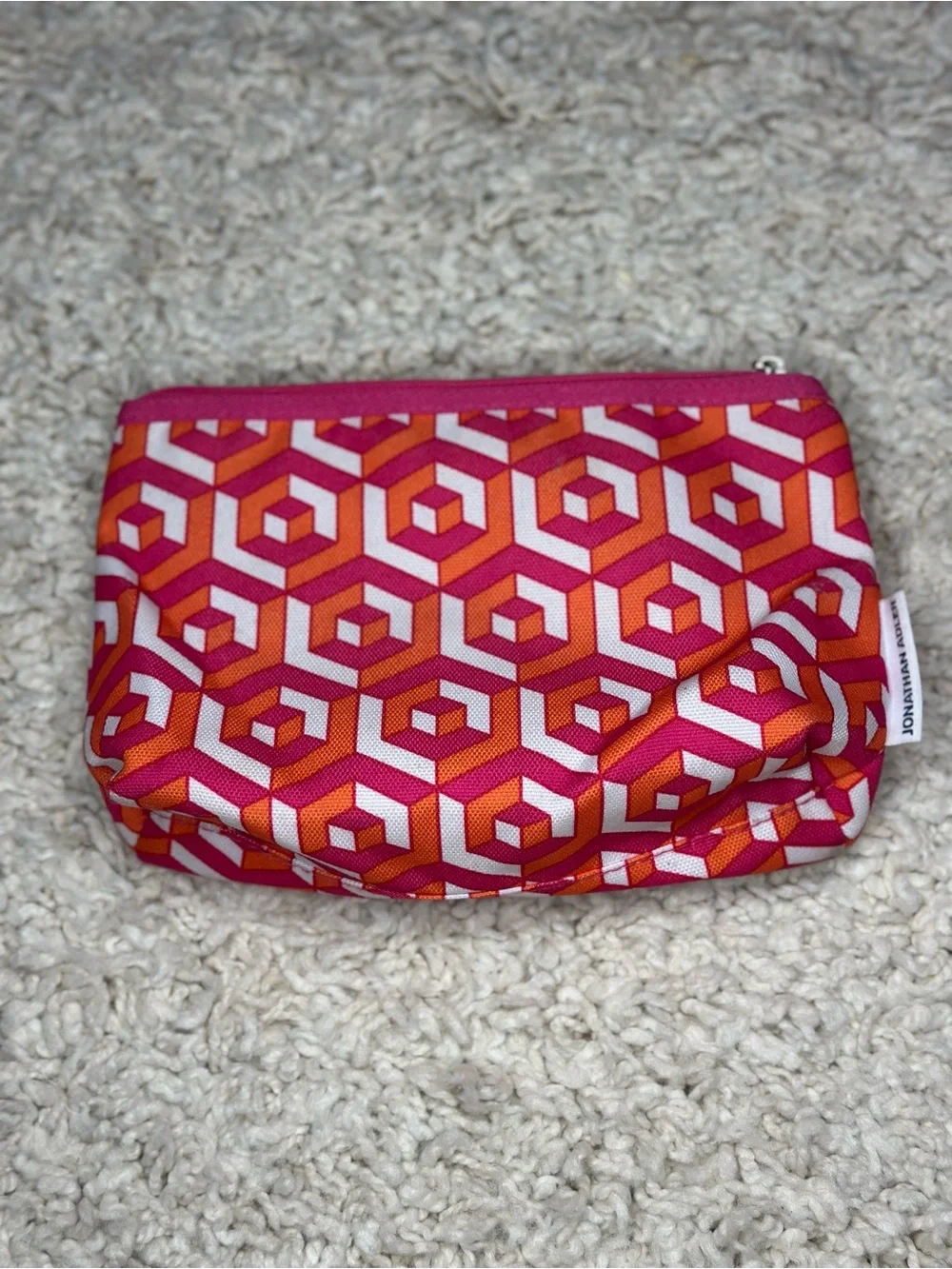 Clinique Pink Orange Geometric Cosmetic Bag